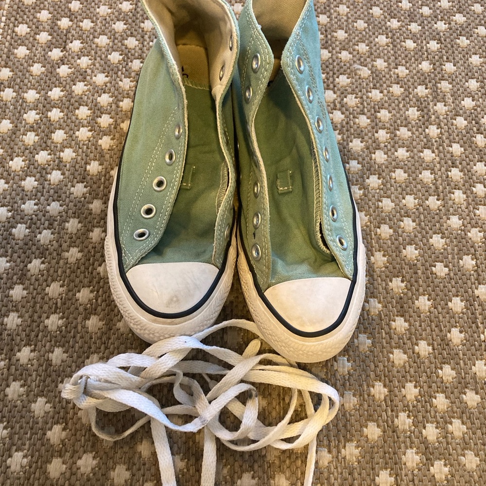 Converse Light Green High-Tops with White Accents